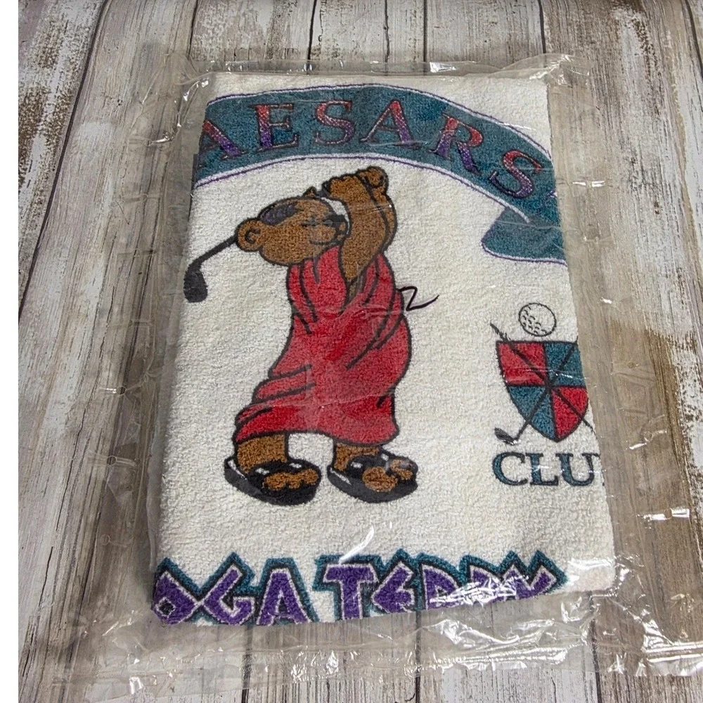 Vintage Caesars Palace Vegas Teddy Golf Towel New Sealed Toga‎ Bear Las Vegas